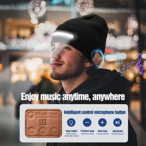 !M1-BTD3 Rechargeable LED Light Beanie Hat Night Running Bluetooth-Compatible Music Headset Cap